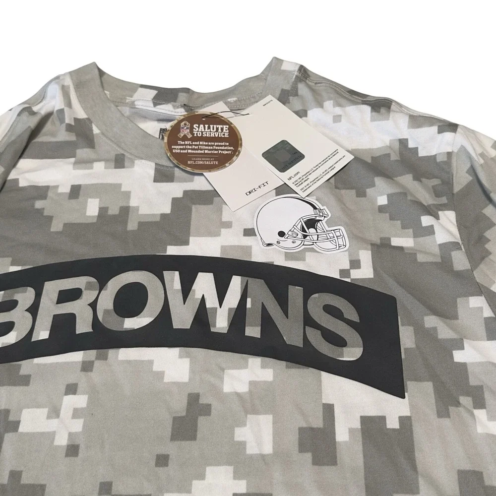 Cleveland Browns Shirt Mens Medium Camo NFL Football Salute Service Nike Dri Fit